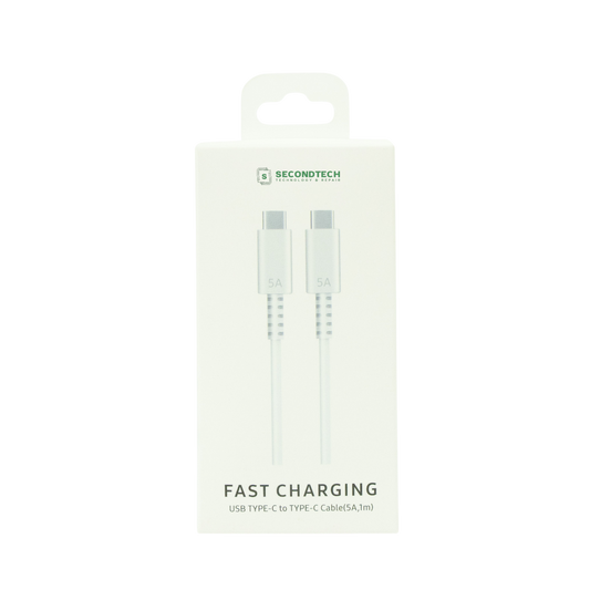 CABLE TYPE-C TO TYPE-C CARGA RÁPIDA 5A 1M BLANCO