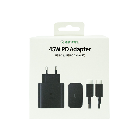 CARGADOR CON CABLE USB-C TO USB-C 45W 5A 1M NEGRO