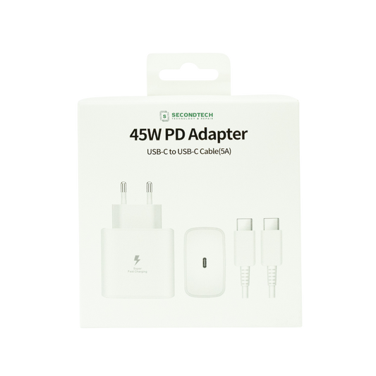 CARGADOR CON CABLE USB-C TO USB-C 45W 5A 1M BLANCO